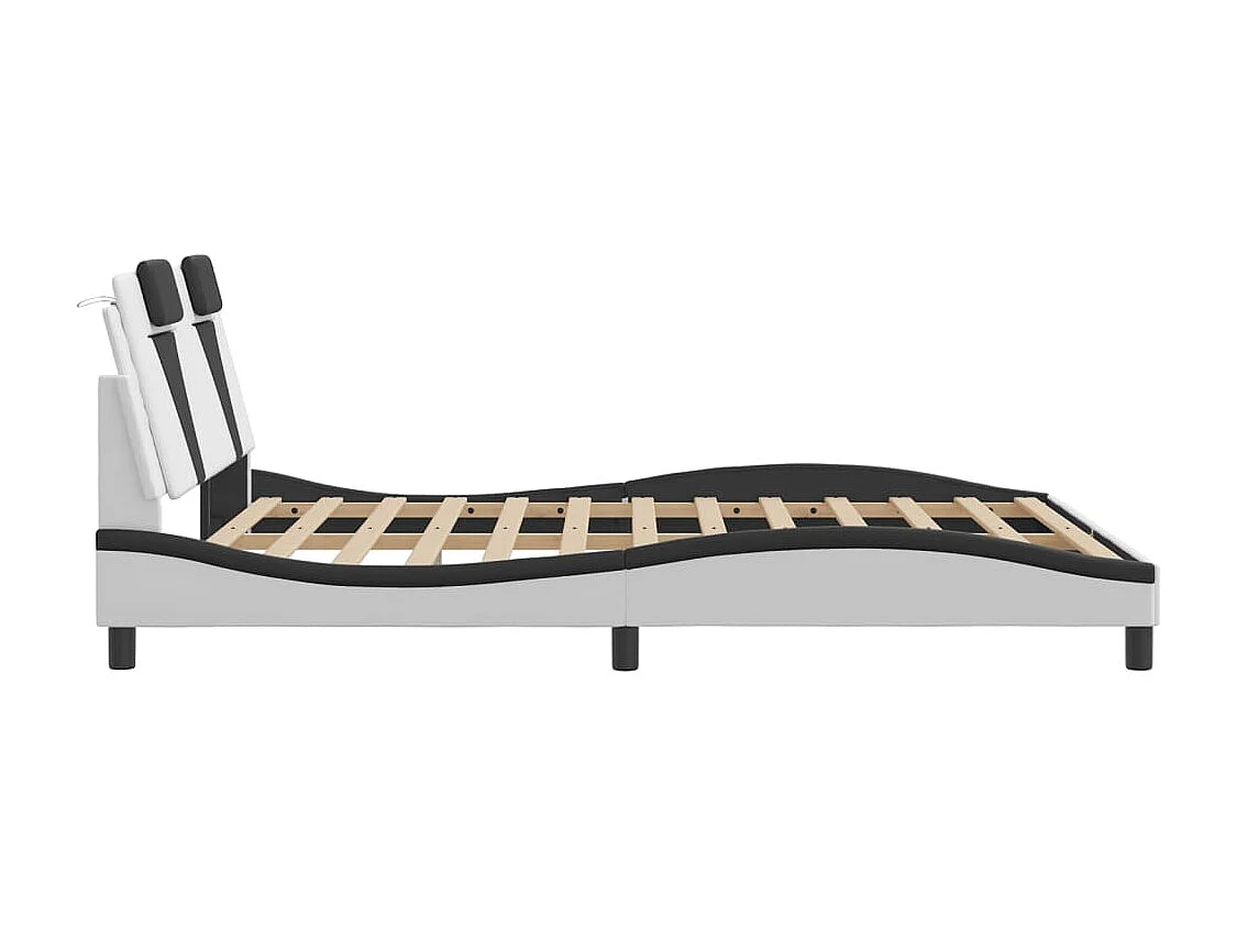 Bedframe "Viana" met LED zonder matras wit en zwart 160x200 cm