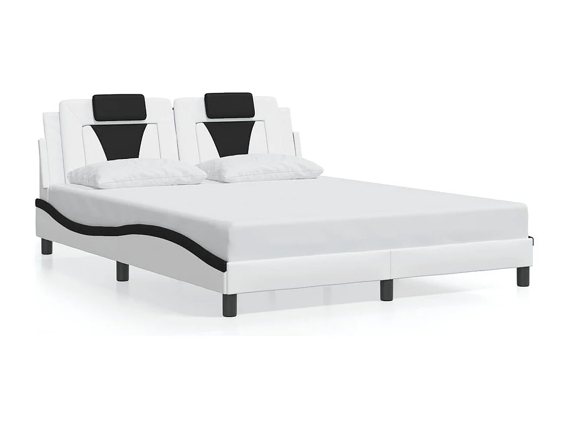 Bedframe "Viana" met LED zonder matras wit en zwart 160x200 cm