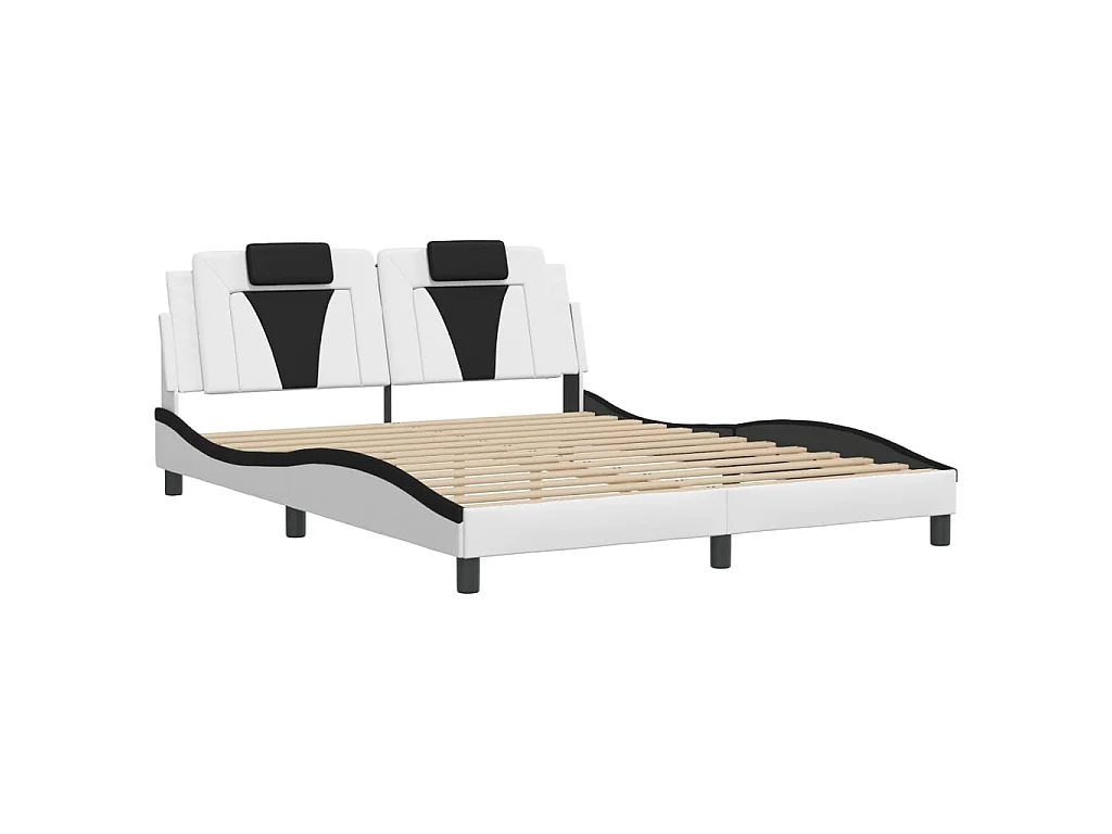 Cadre de lit Viana avec LED sans matelas blanc et noir 160x200 cm