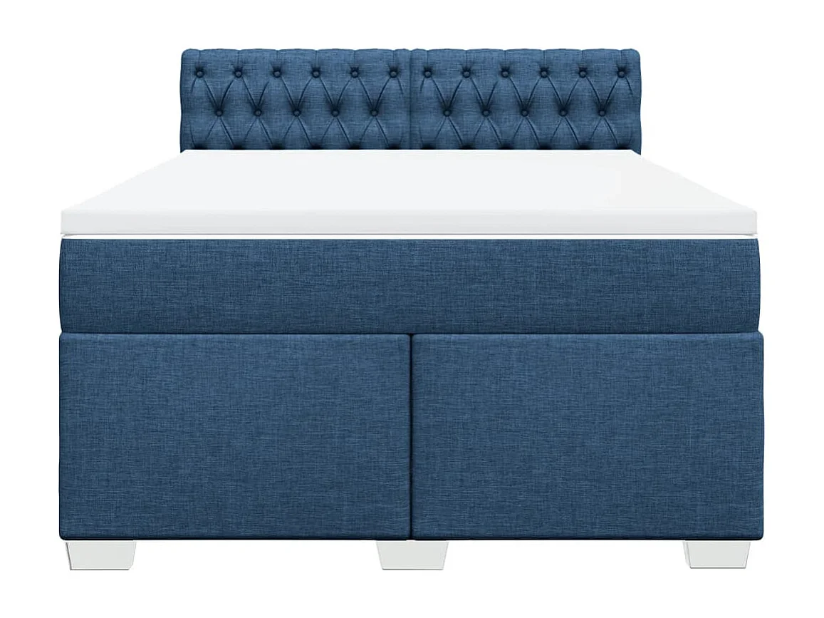 Sommier à lattes de lit avec matelas Bleu 140x200 cm Tissu