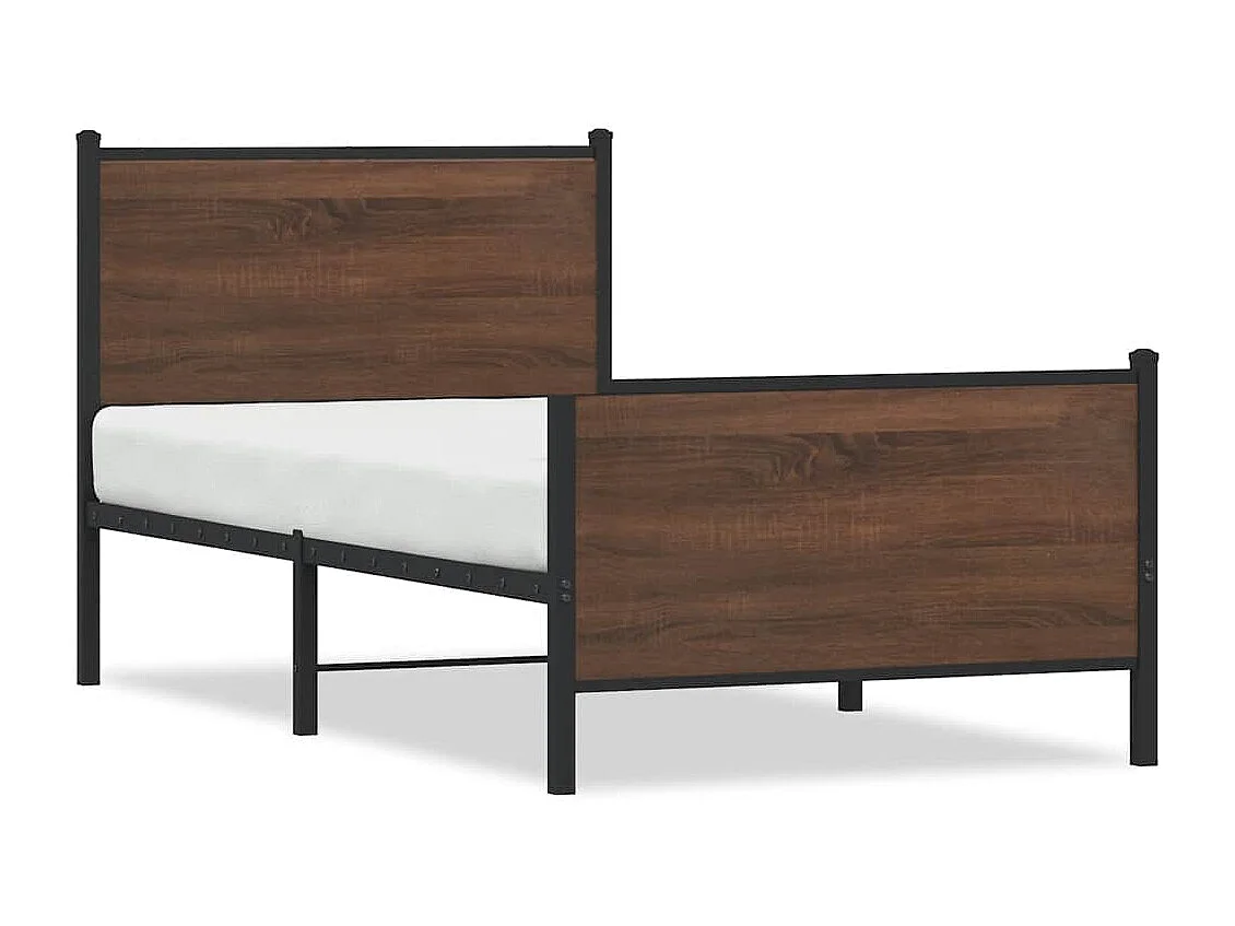 Estructura de cama sin colchón metal marrón roble 80x200 cm