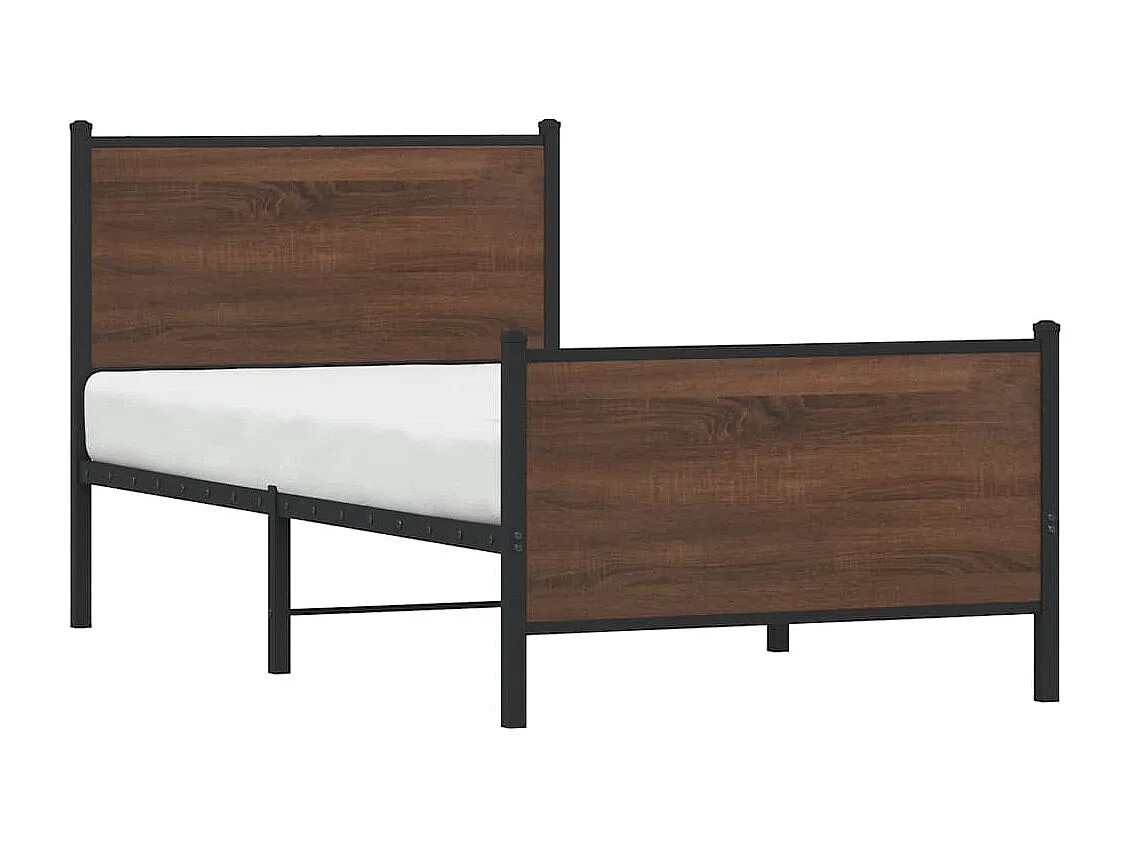 Estructura de cama sin colchón metal marrón roble 80x200 cm