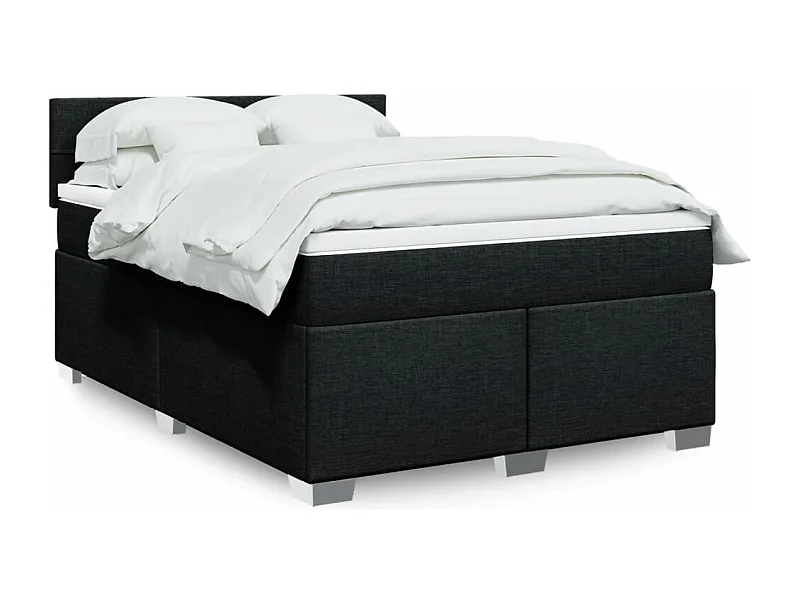 Giroletto a Molle con Materasso Nero 140x190 cm in Tessuto