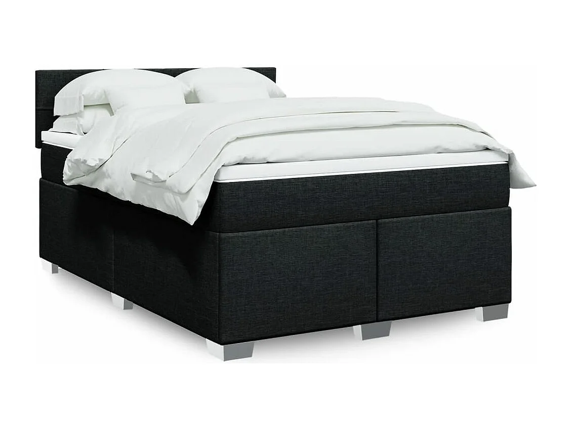 Giroletto a Molle con Materasso Nero 140x190 cm in Tessuto