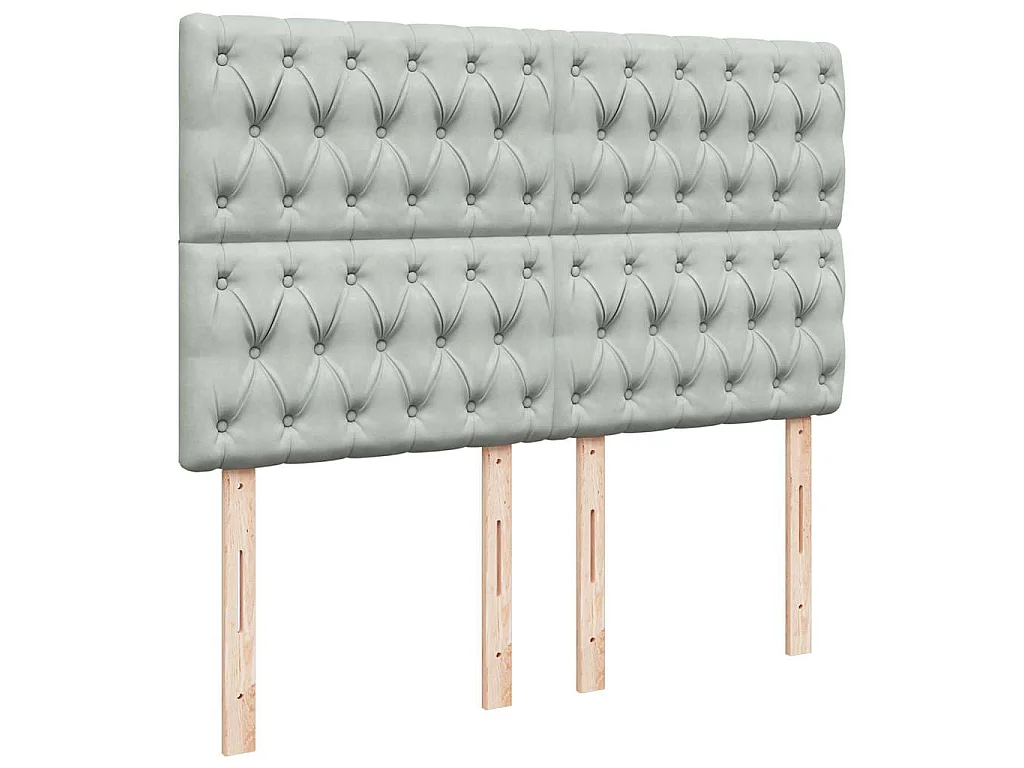 Cama box spring con colchón terciopelo gris claro 160x200 cm