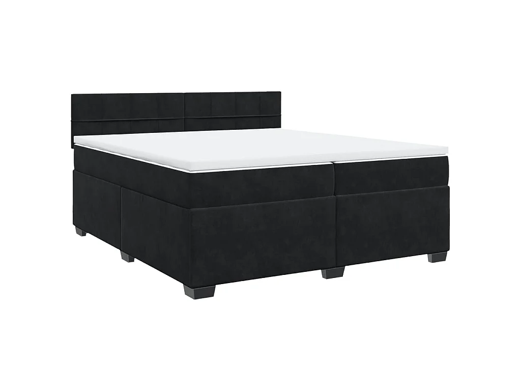 Cama box spring con colchón terciopelo negro 200x200 cm