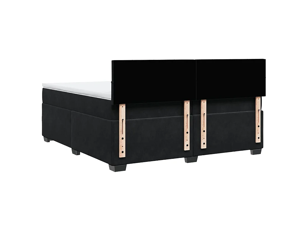 Cama box spring con colchón terciopelo negro 200x200 cm