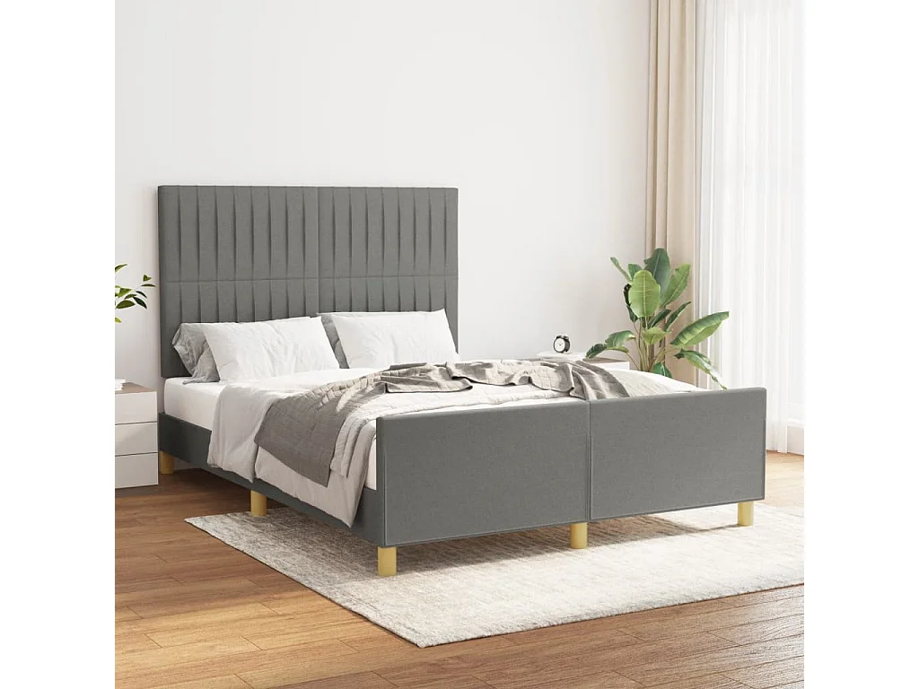 Bettgestell ohne Matratze Dunkelgrau 140x190 cm Stoff