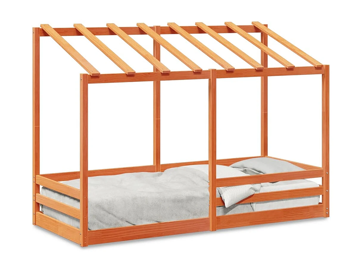 Lit pour enfants sans matelas cire marron 90x190 cm pin massif