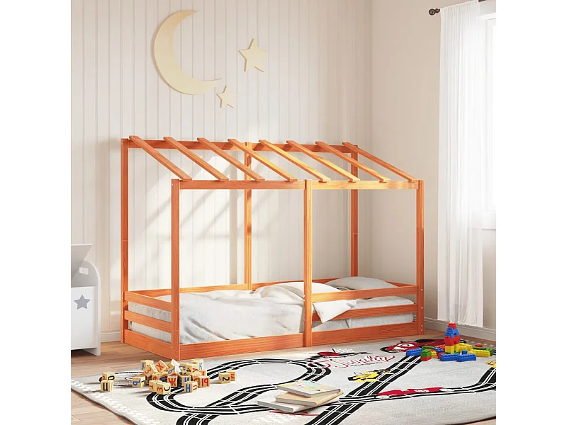 Lit pour enfants sans matelas cire marron 90x190 cm pin massif