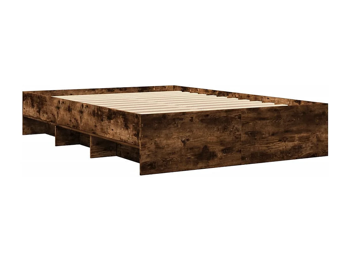 Cadre de lit sans matelas chêne fumé 140x200 cm bois ingénierie