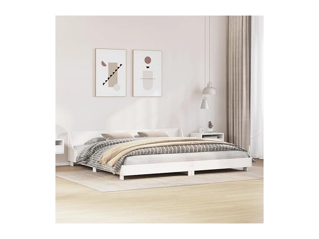 Cadre de lit sans matelas blanc 180x200 cm bois massif de pin