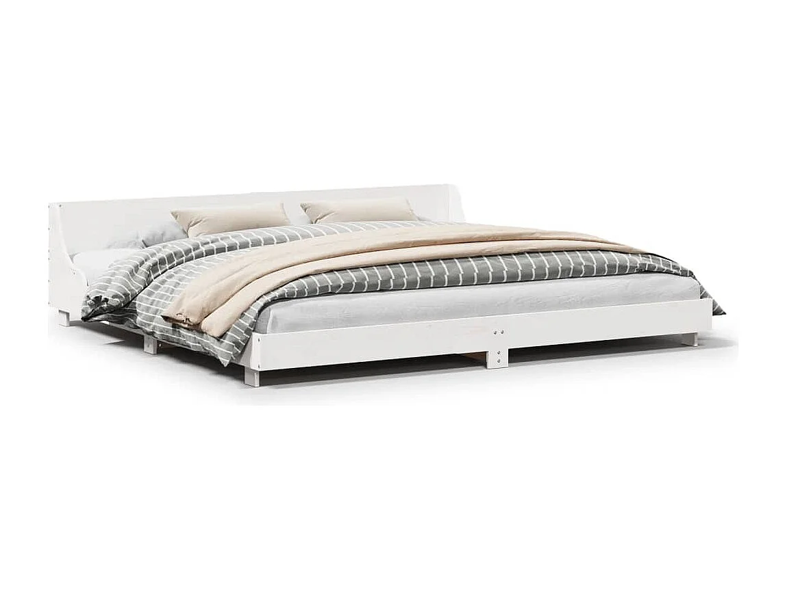 Bedframe zonder matras massief grenenhout wit 180x200 cm