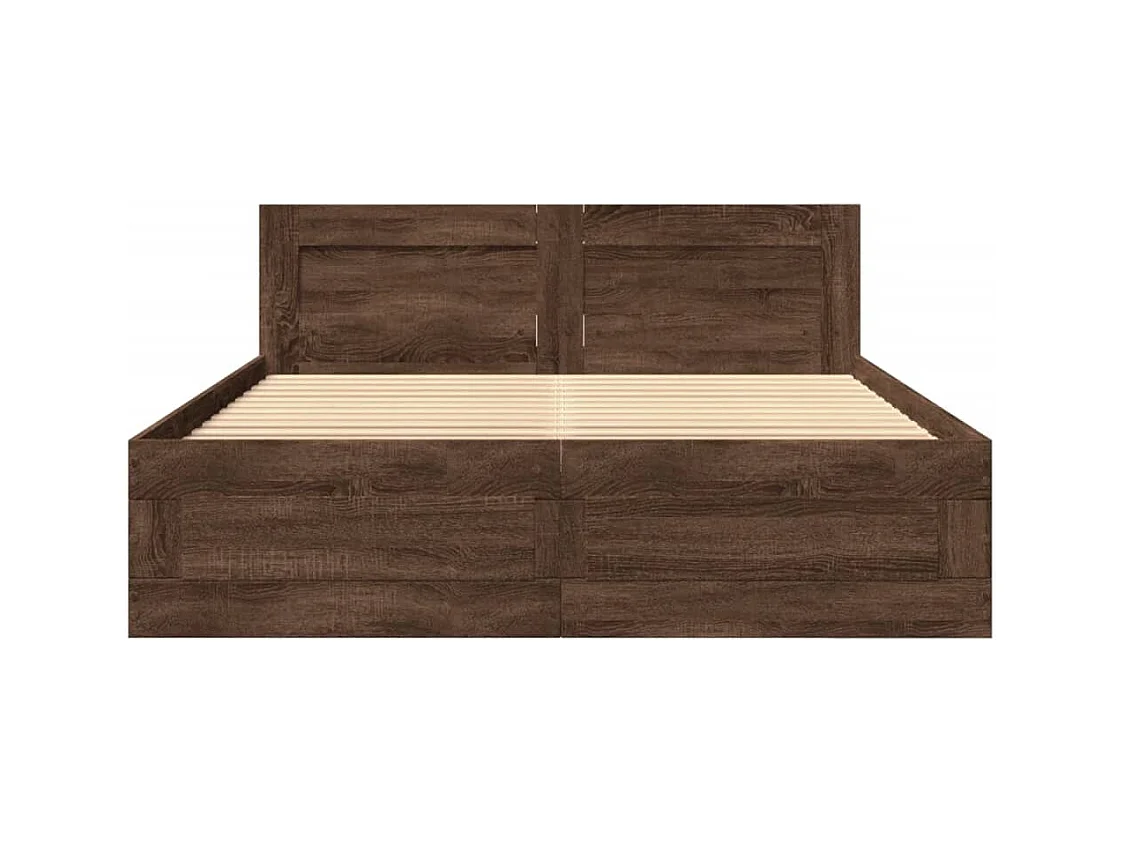 Cadre de lit et tête de lit sans matelas chêne marron 120x200cm