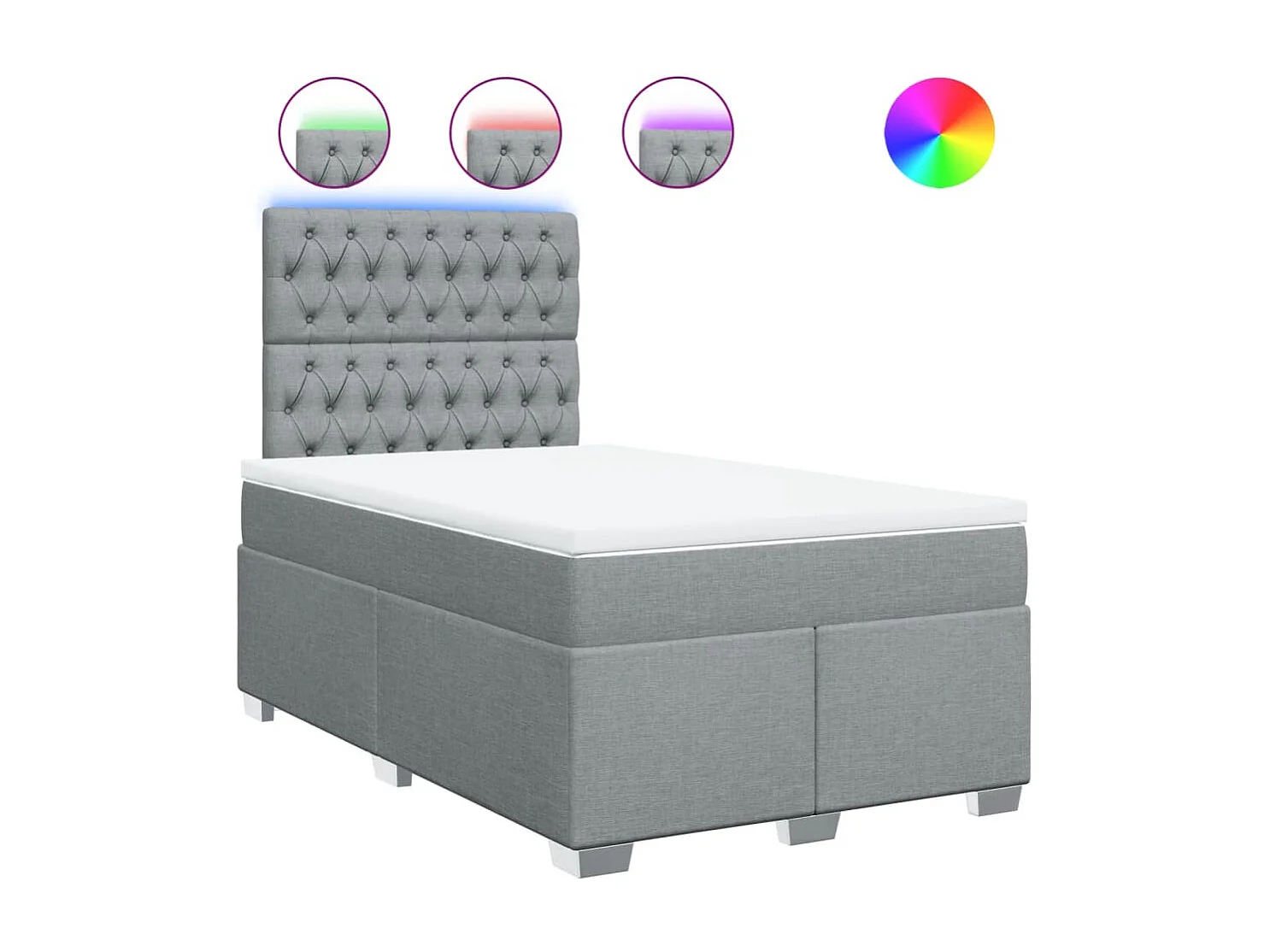 Giroletto a Molle con Materasso Grigio Chiaro 120x200cm Tessuto