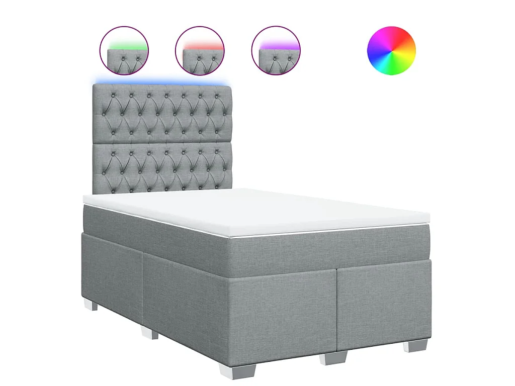 Cama box spring con colchón tela gris claro 120x200 cm