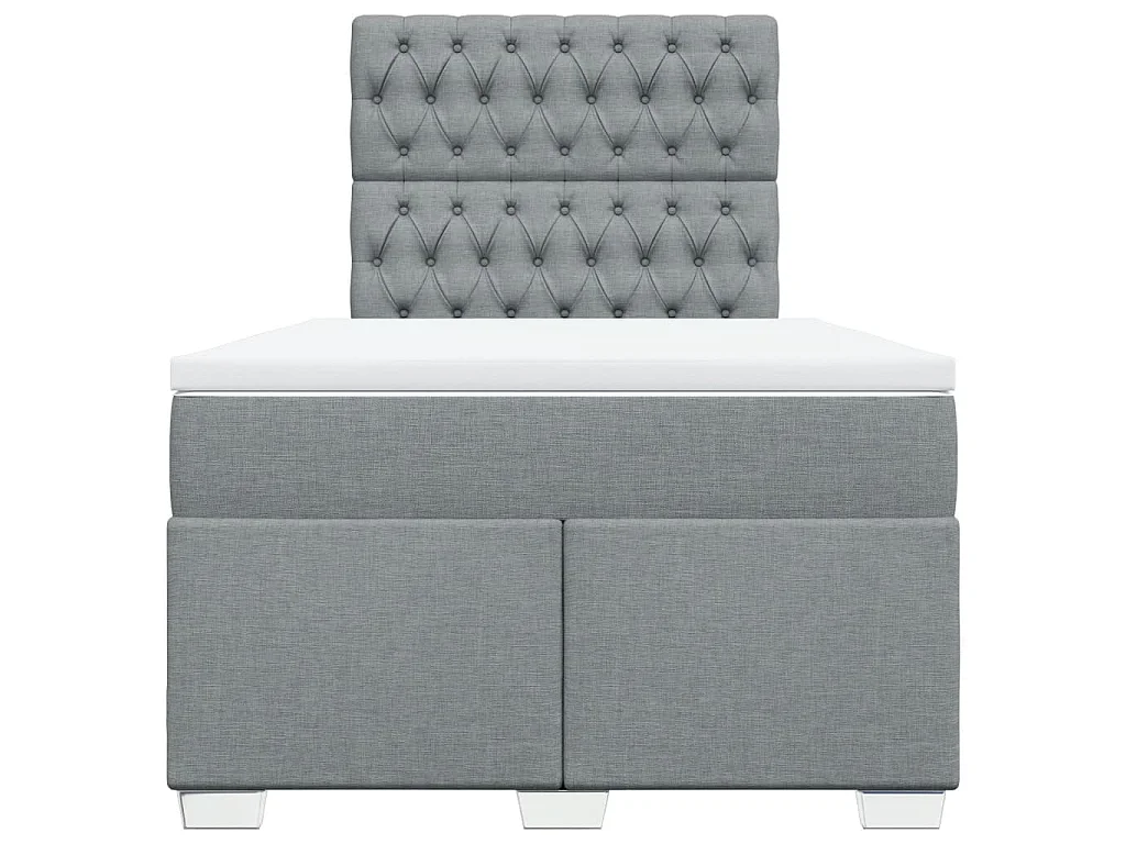 Cama box spring con colchón tela gris claro 120x200 cm