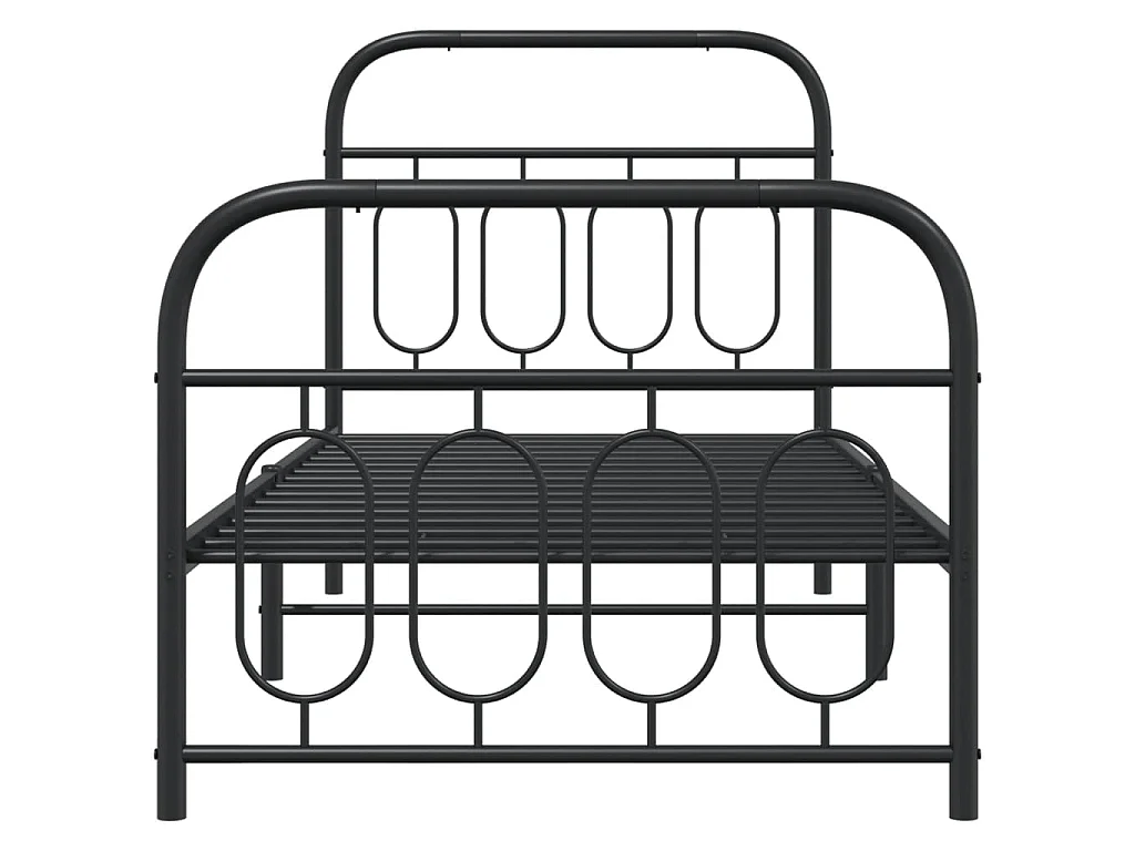Estrutura de cama com cabeceira e pés 90x200 cm metal preto