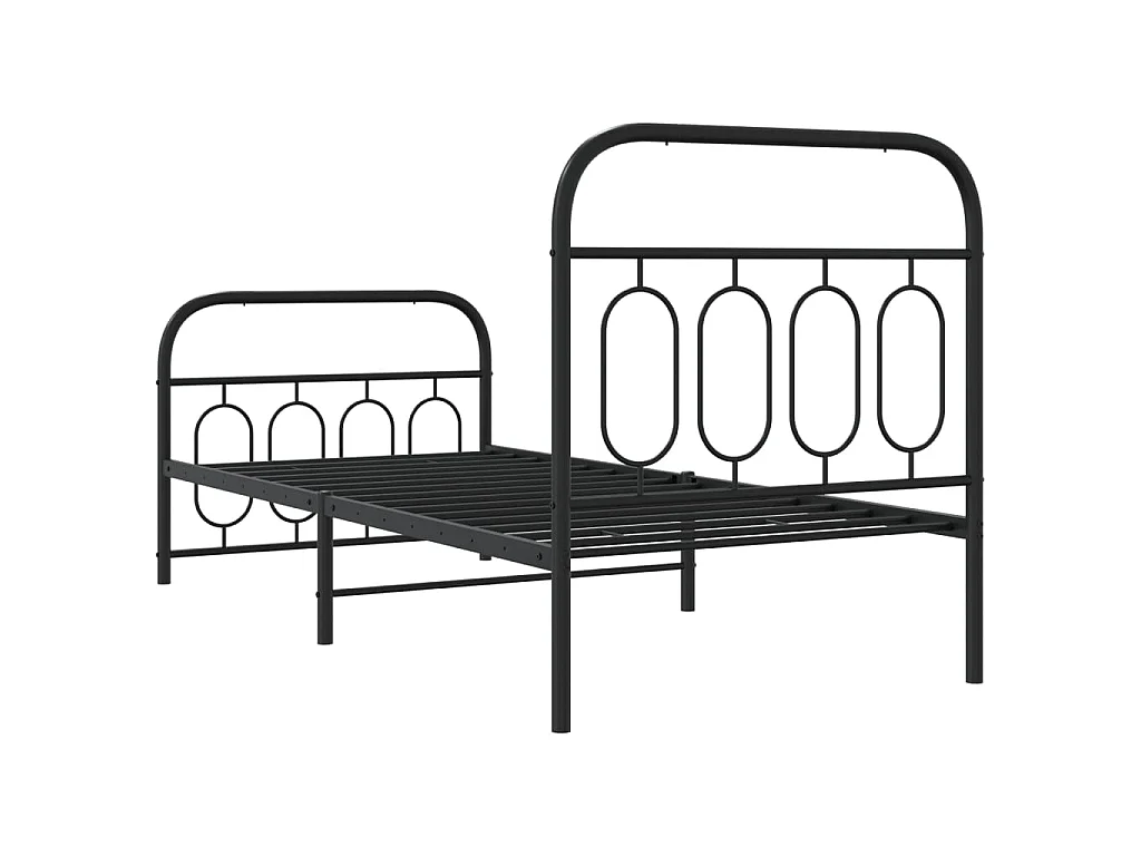 Estrutura de cama com cabeceira e pés 90x200 cm metal preto