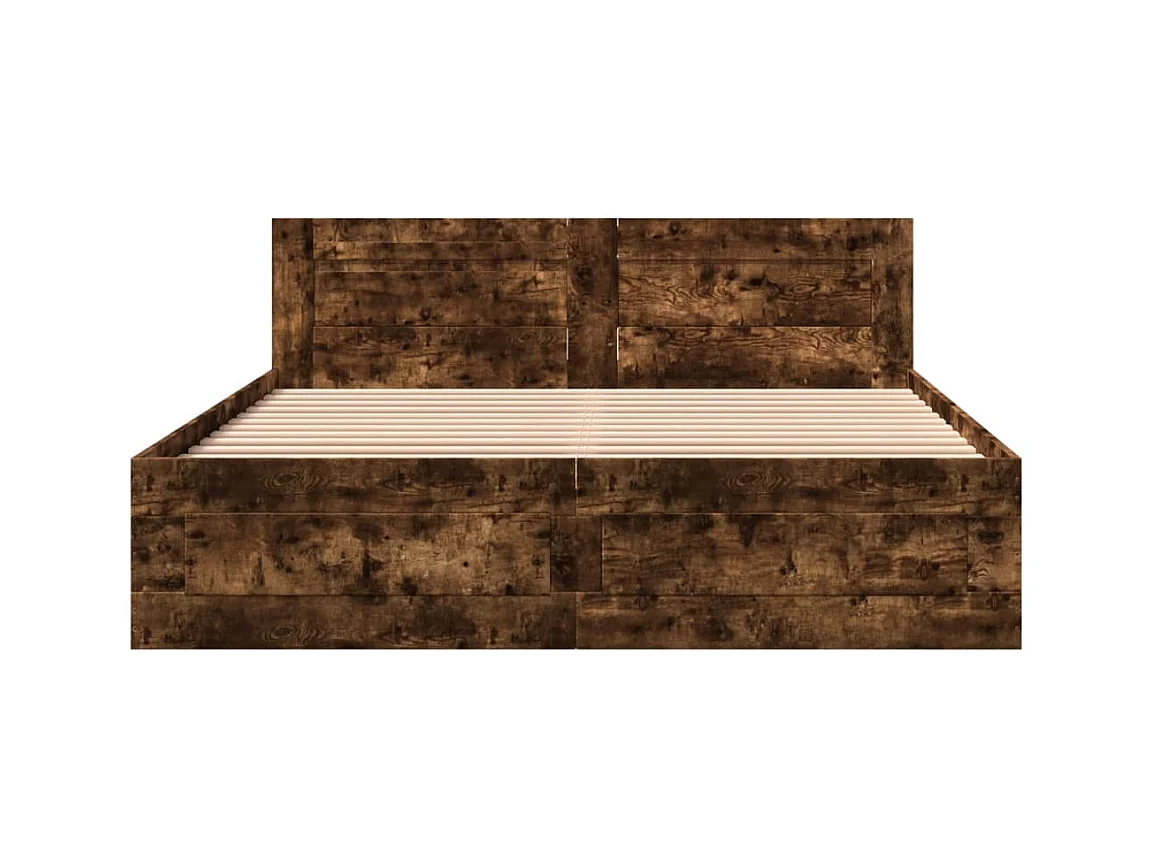 Bettgestell mit Kopfteil Räuchereiche 160x200 cm Holzwerkstoff