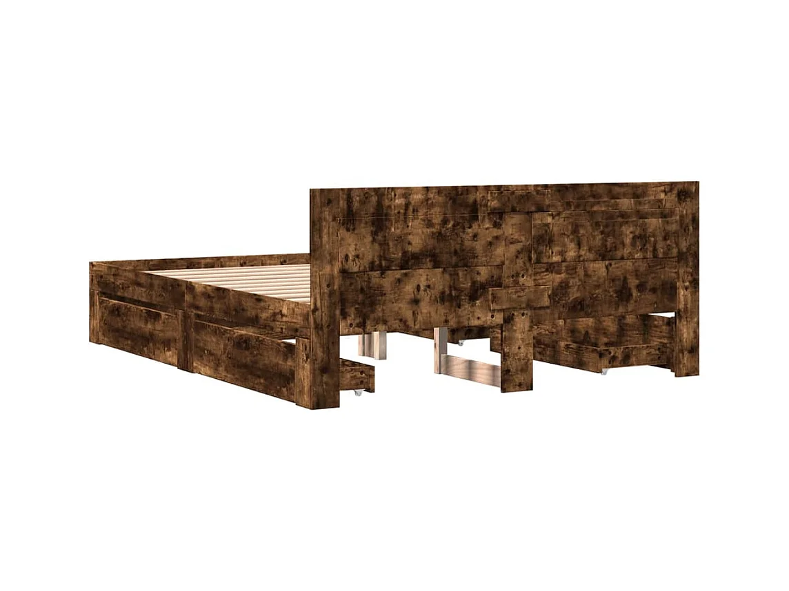 Bettgestell mit Kopfteil Räuchereiche 160x200 cm Holzwerkstoff