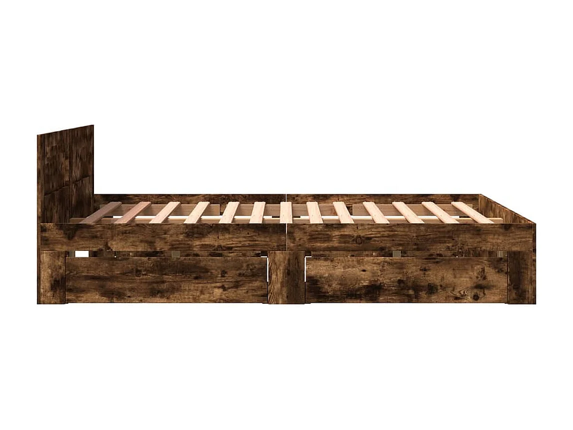 Bedframe met hoofdeinde bewerkt hout gerookt eiken 160x200 cm