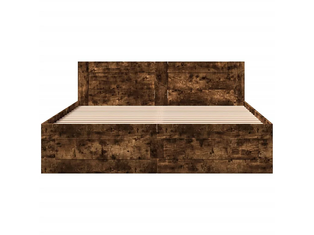 Cadre de lit et tête de lit sans matelas chêne fumé 160x200 cm