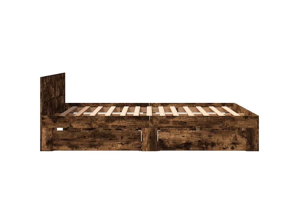 Cadre de lit et tête de lit sans matelas chêne fumé 160x200 cm