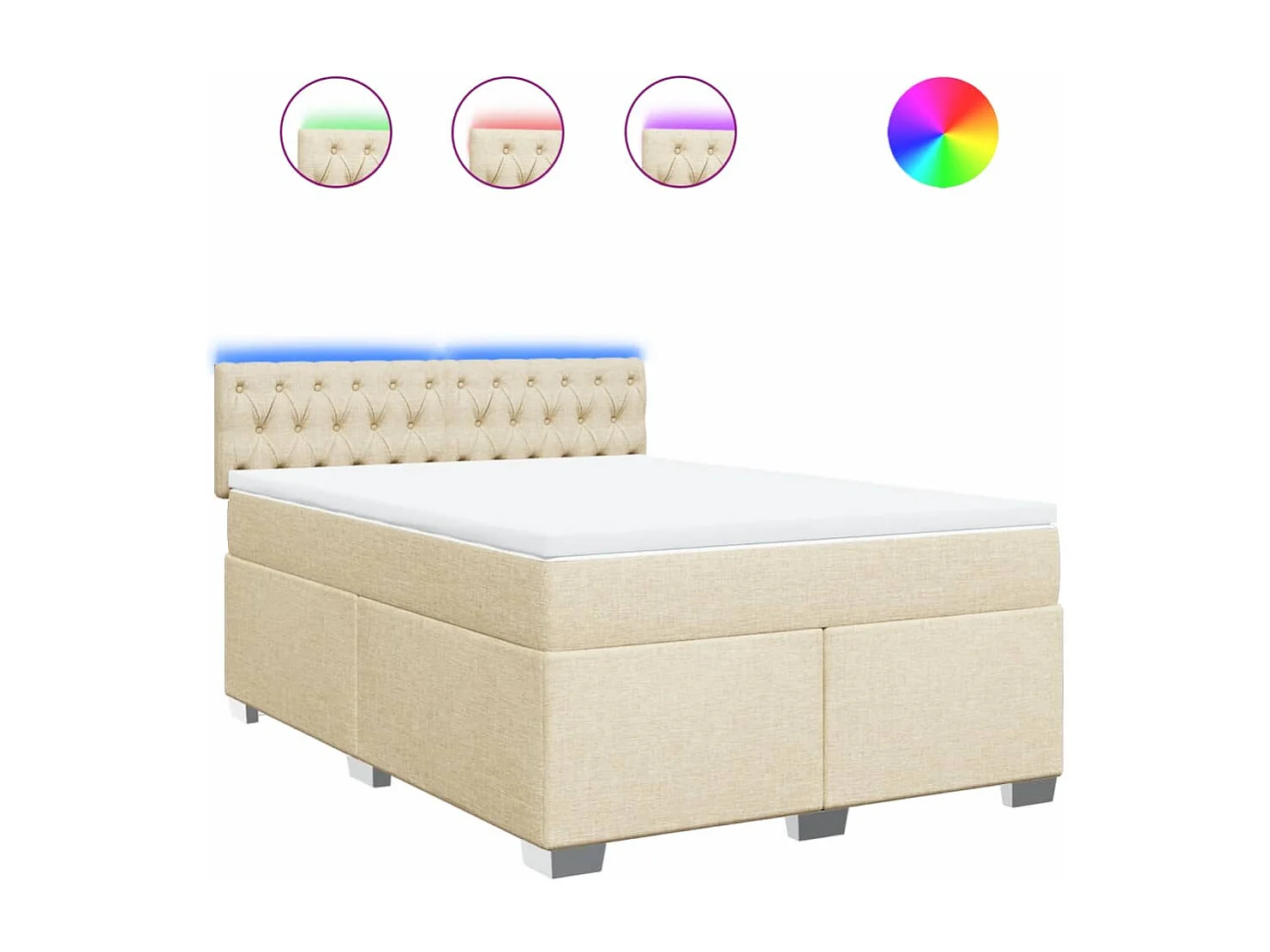 Boxspring met matras stof crèmekleurig 160x200 cm