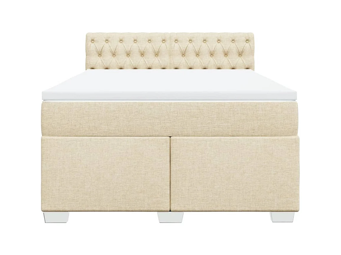 Boxspring met matras stof crèmekleurig 160x200 cm