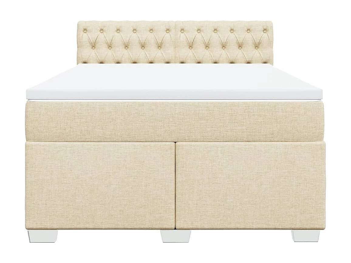 Boxspringbett mit Matratze Creme 160x200 cm Stoff