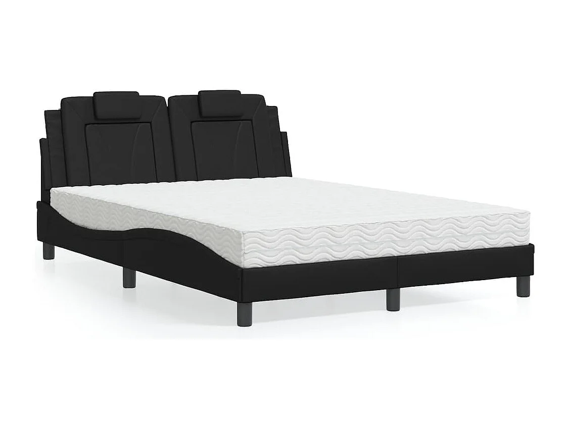 Lit avec matelas noir 140x200 cm similicuir