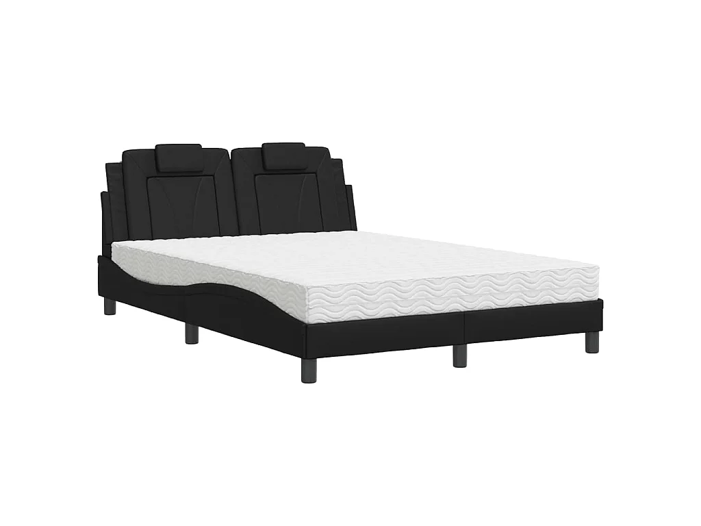 Lit Viana avec matelas noir 140x200 cm similicuir