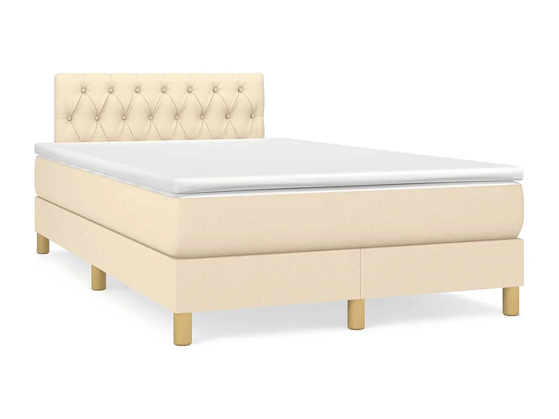 Sommier à lattes de lit matelas et LED crème 120x190 cm tissu