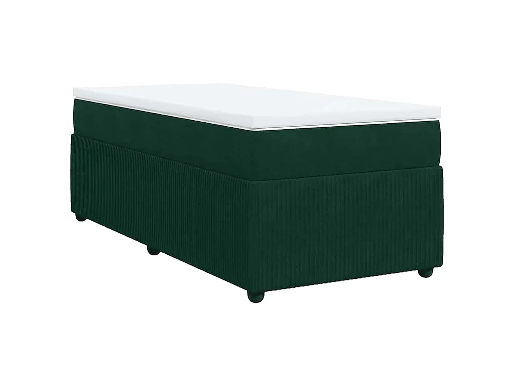 Cama box spring con colchón terciopelo verde oscuro 100x200 cm