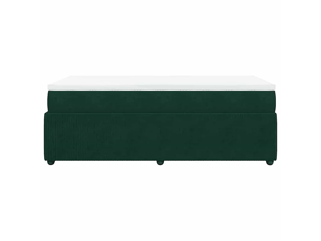 Cama box spring con colchón terciopelo verde oscuro 100x200 cm