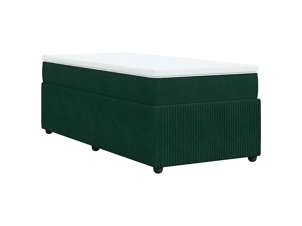 Cama box spring con colchón terciopelo verde oscuro 100x200 cm