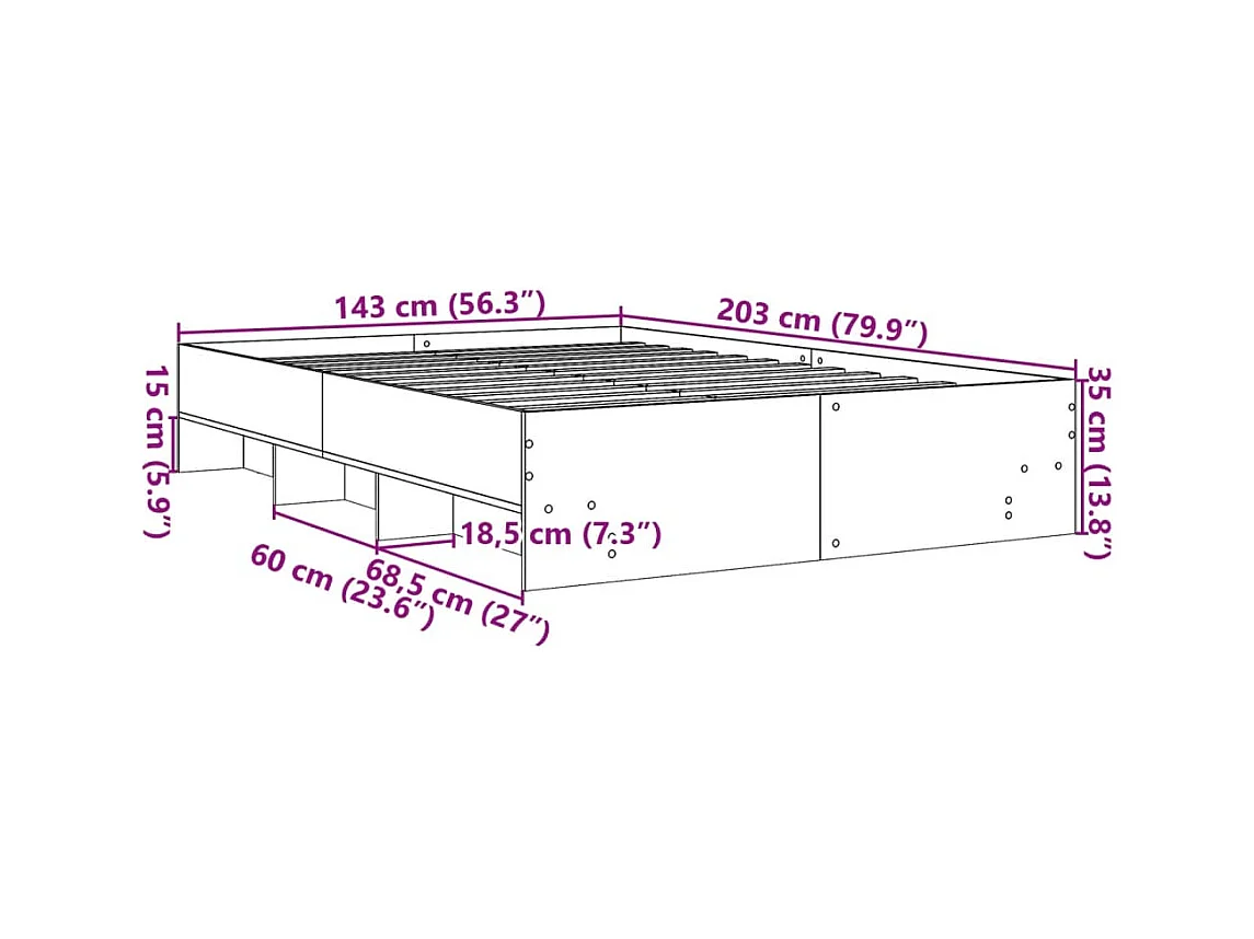 Bettgestell Schwarz 140x200 cm Holzwerkstoff