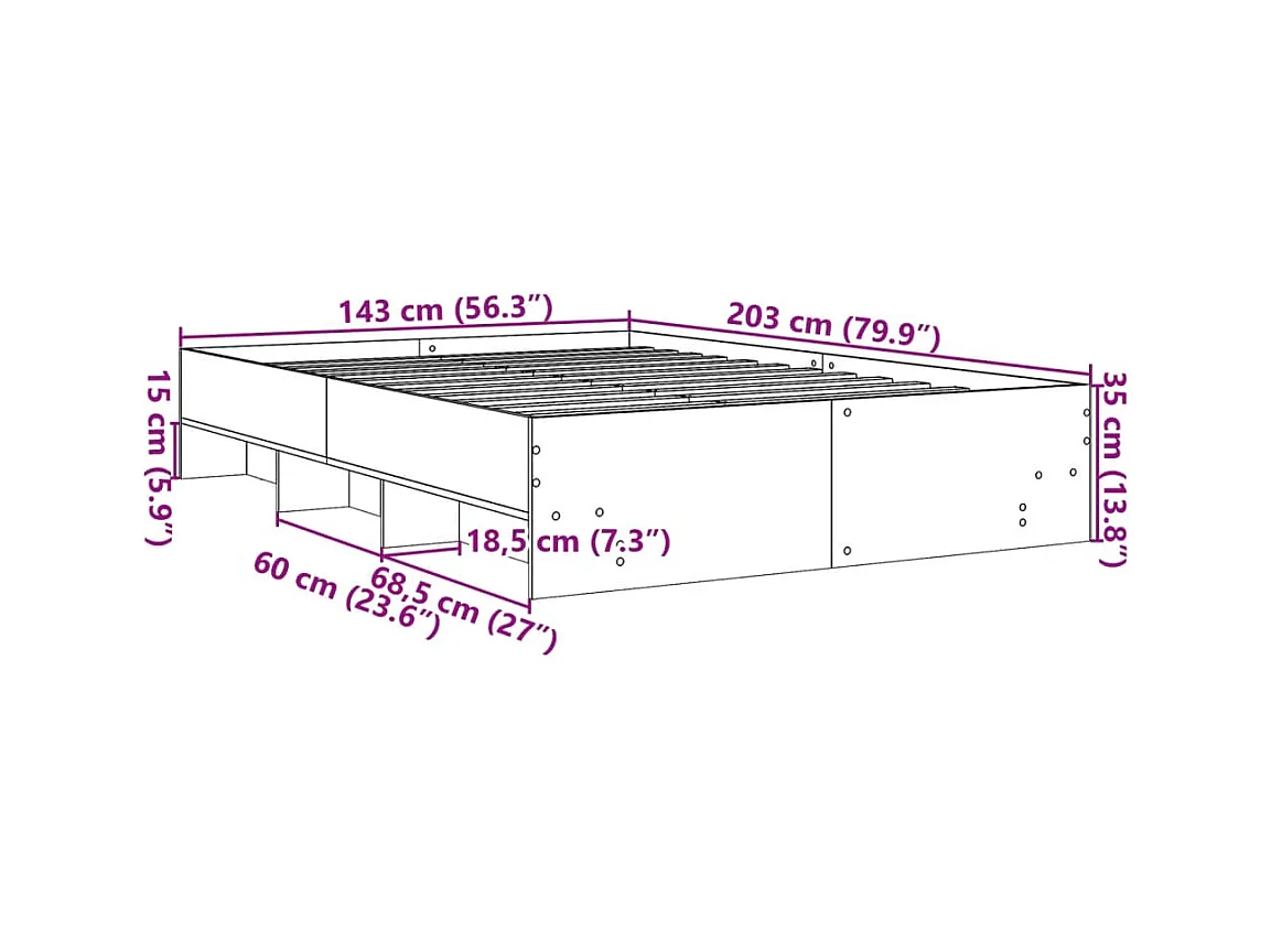 Bettgestell Schwarz 140x200 cm Holzwerkstoff
