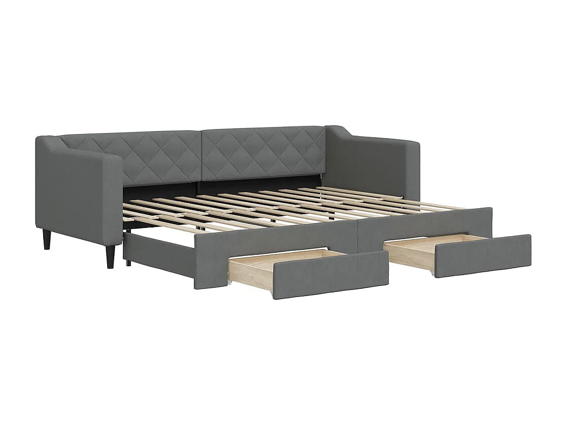 Tagesbett Ausziehbar mit Schubladen Dunkelgrau 80x200 cm Stoff