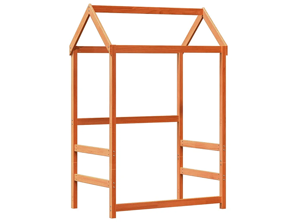 Kinderbed met dak massief grenenhout wasbruin 75x190 cm
