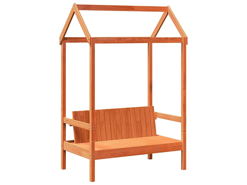Kinderbed met dak massief grenenhout wasbruin 75x190 cm