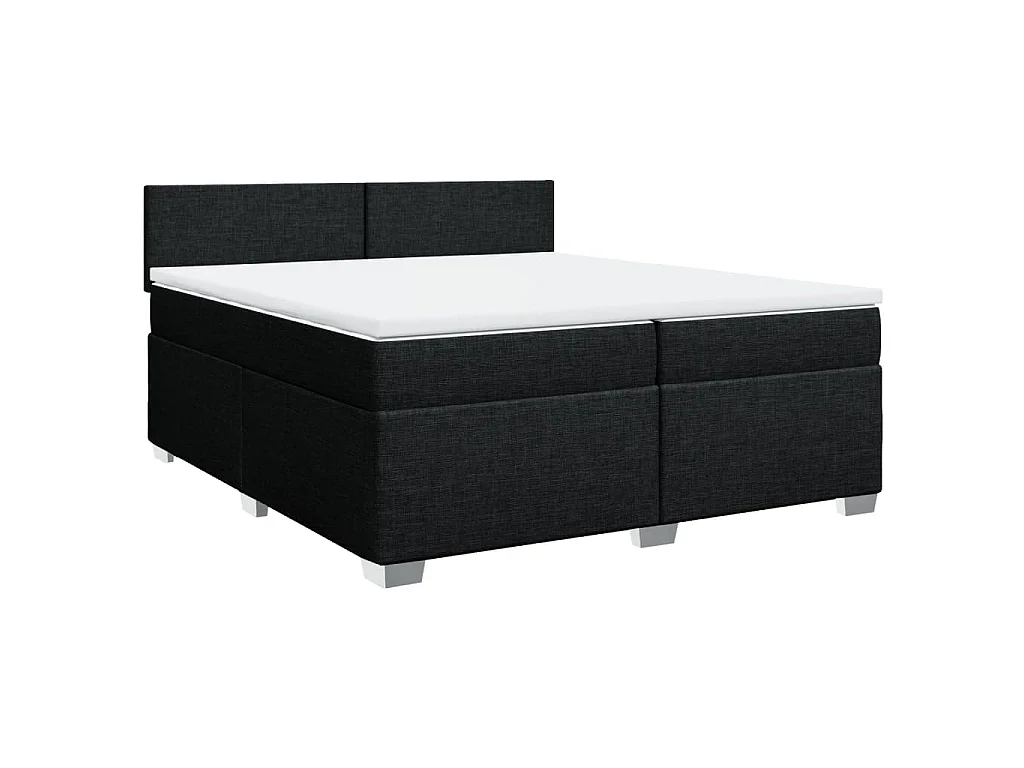 Sommier à lattes de lit avec matelas Noir 200x200 cm Tissu