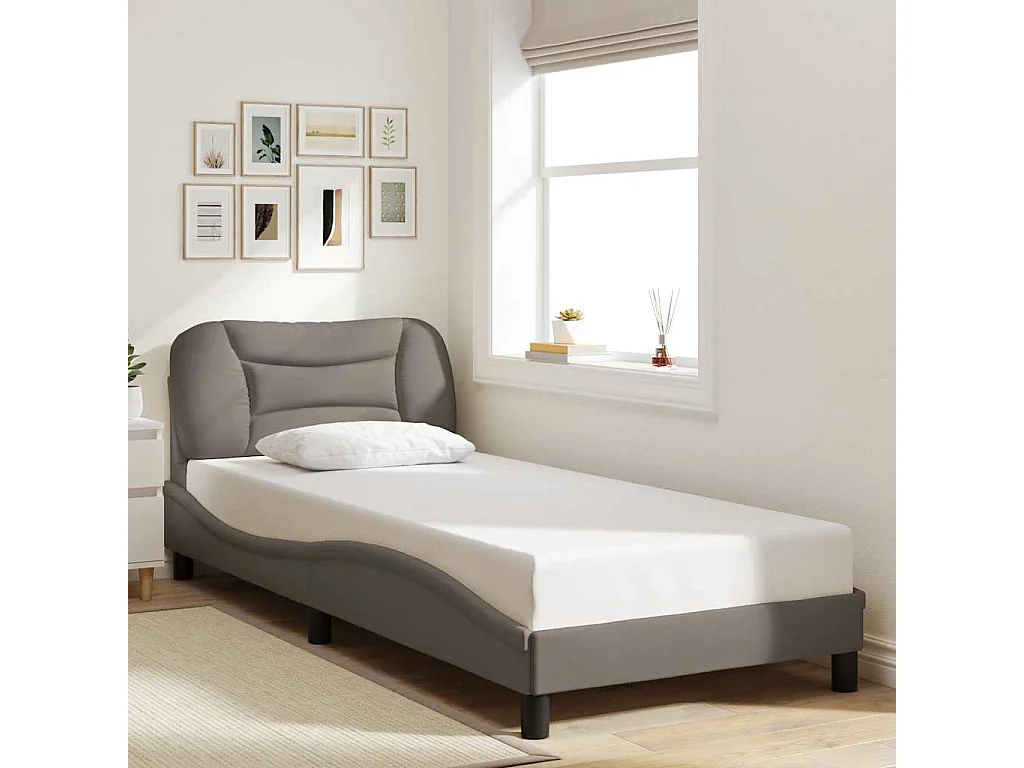 Cadre de lit sans matelas Hvar taupe 80x200 cm tissu