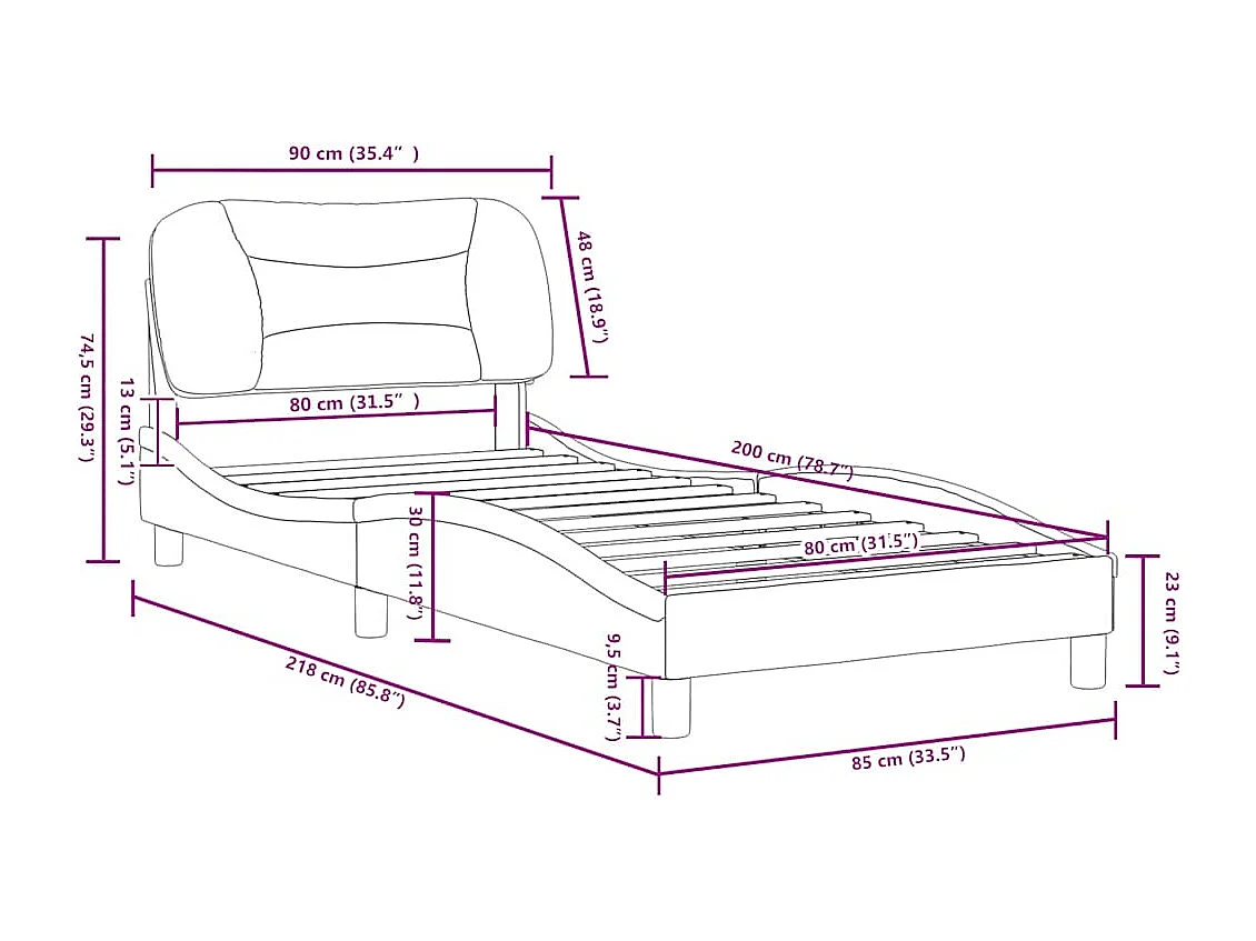 Cadre de lit sans matelas Hvar taupe 80x200 cm tissu