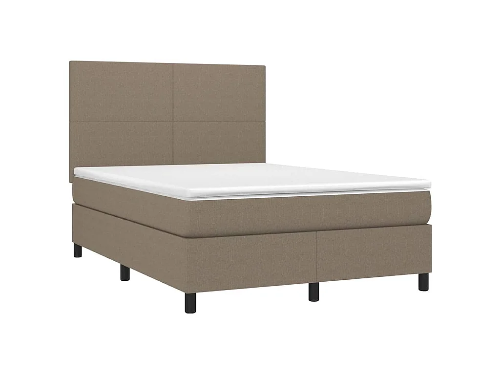 Sommier à lattes de lit et matelas et LED Taupe 140x200cm Tissu