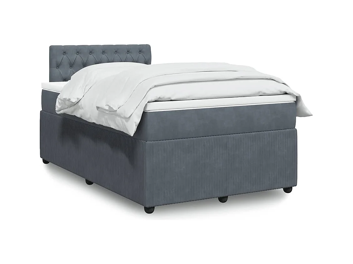 Giroletto a Molle con Materasso Grigio Scuro 120x190 cm Velluto