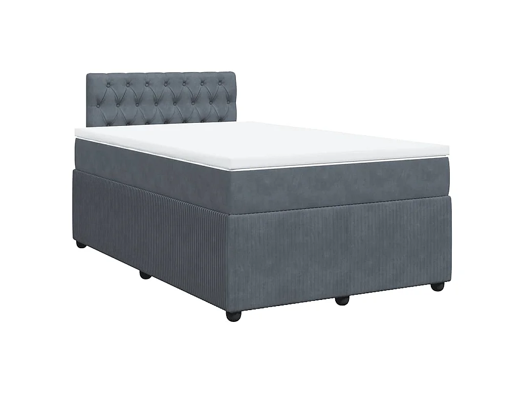 Cama box spring con colchón terciopelo gris oscuro 120x190 cm