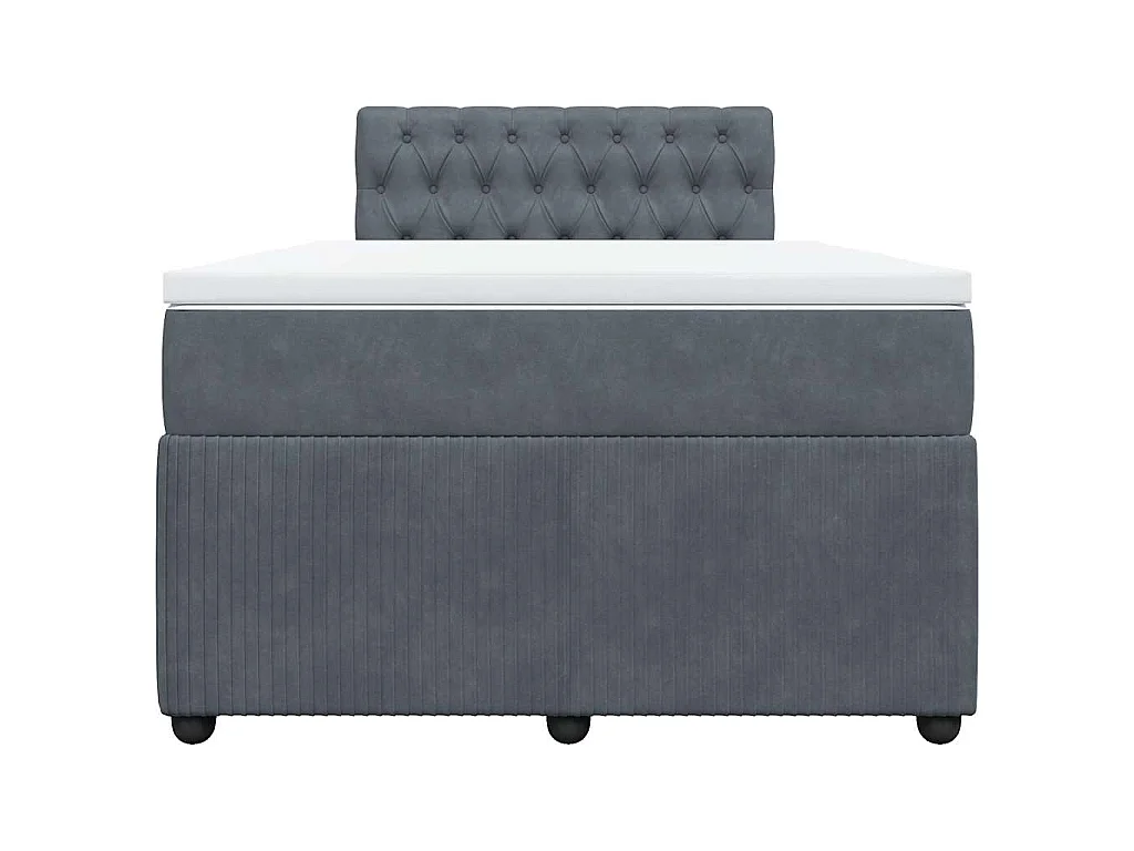 Cama box spring con colchón terciopelo gris oscuro 120x190 cm