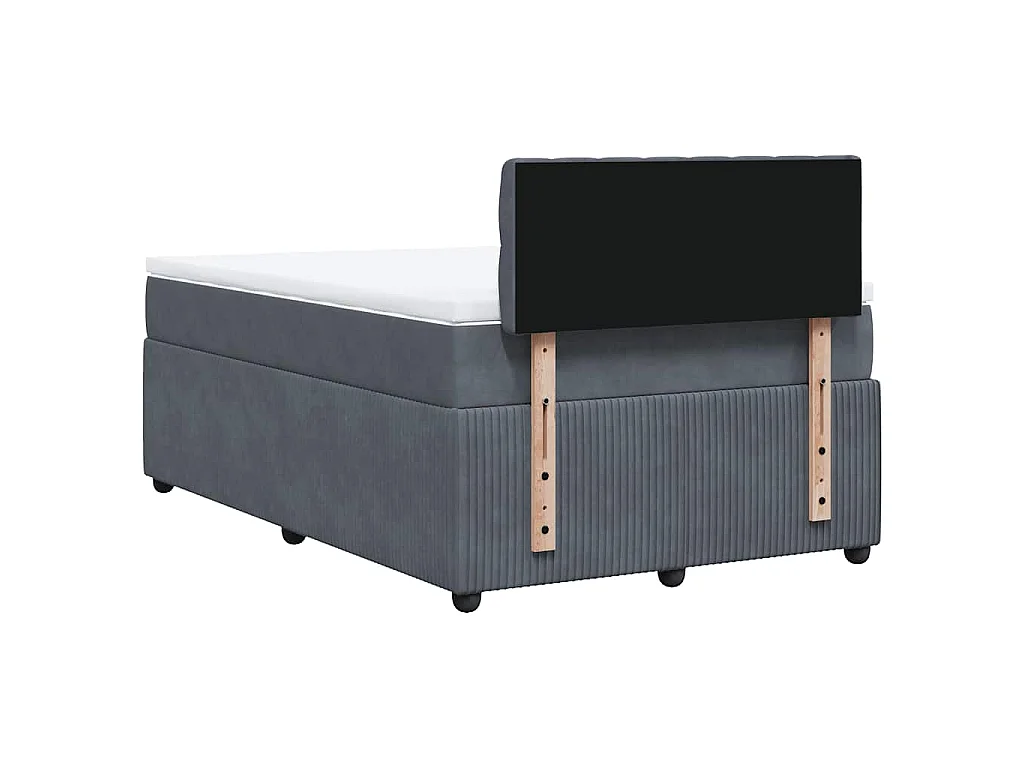 Cama box spring con colchón terciopelo gris oscuro 120x190 cm
